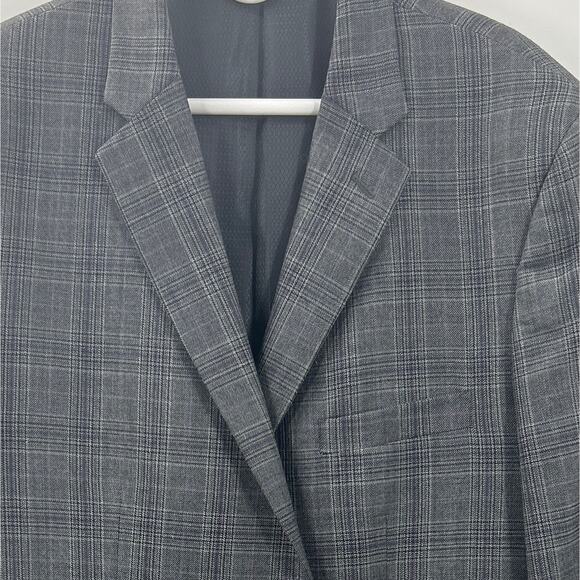 Tasso Elba Grey Purple Plaid Wool Blazer Sport Coat Jacket 46L 46 Long - Picture 3 of 9